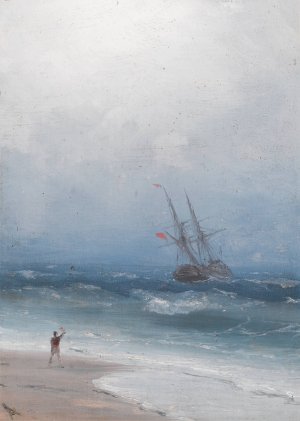 Stormy Coast Oil painting by Ivan Konstantinovich Aivazovsky