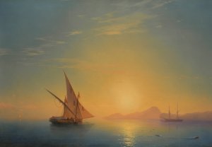 Sunset Over Ischia by Ivan Konstantinovich Aivazovsky Oil Painting