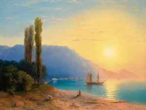 Sunset Over Yalta by Ivan Konstantinovich Aivazovsky Oil Painting