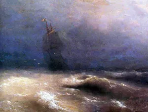 Tempest by coast of Nice by Ivan Konstantinovich Aivazovsky Oil Painting