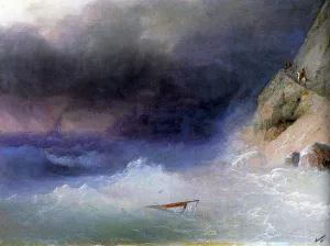 Tempest by Rocky Coast by Ivan Konstantinovich Aivazovsky Oil Painting