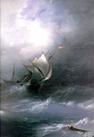 Tempest on Ice Ocean by Ivan Konstantinovich Aivazovsky - Oil Painting Reproduction