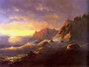 Tempest, Sunset by Ivan Konstantinovich Aivazovsky Oil Painting
