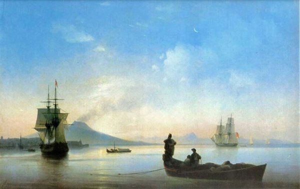 The Bay of Naples on Morning by Ivan Konstantinovich Aivazovsky - Hand-Painted Oil Painting Reproduction