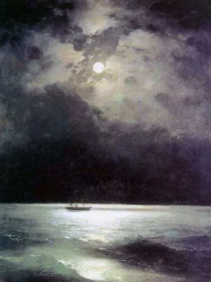 The Black Sea at Night by Ivan Konstantinovich Aivazovsky Oil Painting