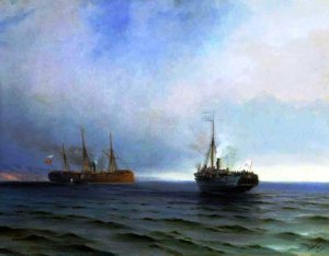 The Capture of Turkish Nave on Black Sea by Ivan Konstantinovich Aivazovsky Oil Painting