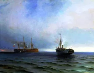 The Capture of Turkish Nave on Black Sea by Ivan Konstantinovich Aivazovsky Oil Painting
