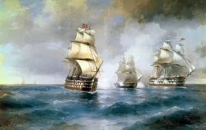 The Expulsion of the Turkish Ship by Ivan Konstantinovich Aivazovsky - Oil Painting Reproduction