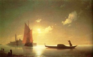 The Gondolier on Sea at Night by Ivan Konstantinovich Aivazovsky Oil Painting