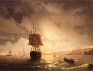The Harbor at Odessa on the Black Sea by Ivan Konstantinovich Aivazovsky Oil Painting
