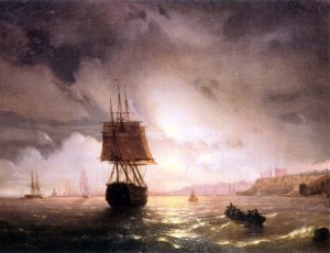 The Harbor of Odessa on the Black Sea by Ivan Konstantinovich Aivazovsky Oil Painting