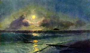 The Moonrise in Feodosiya by Ivan Konstantinovich Aivazovsky - Oil Painting Reproduction