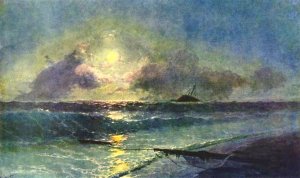 The Moonrize in Feodosiya II by Ivan Konstantinovich Aivazovsky Oil Painting