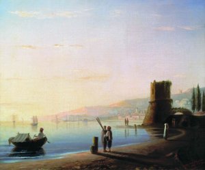 The Pier in Feodosia by Ivan Konstantinovich Aivazovsky Oil Painting