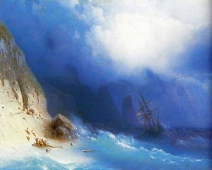 The Shipwreck near Rocks by Ivan Konstantinovich Aivazovsky Oil Painting