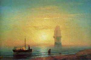 The Sunset on Sea 2 by Ivan Konstantinovich Aivazovsky Oil Painting