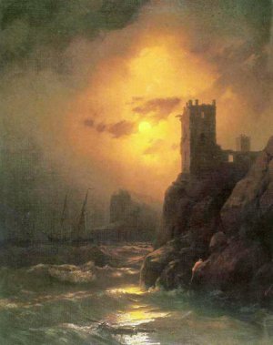 Tower. Shipwreck by Ivan Konstantinovich Aivazovsky Oil Painting
