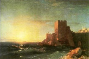 Towers on the Rock Near Bosporus by Ivan Konstantinovich Aivazovsky Oil Painting