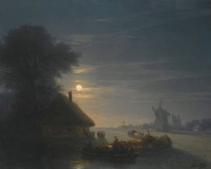 Ukrainian Landscape At Night   by Ivan Konstantinovich Aivazovsky Oil Painting