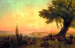 View of Constantinople by Evening Light by Ivan Konstantinovich Aivazovsky Oil Painting