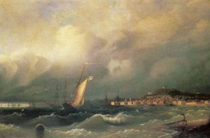 View of Feodosiya by Ivan Konstantinovich Aivazovsky Oil Painting