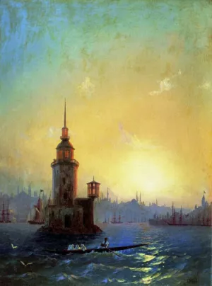 View of Leandrovsk Tower in Constantinople by Ivan Konstantinovich Aivazovsky - Oil Painting Reproduction