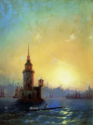 View of Leandrovsk Tower in Constantinople by Ivan Konstantinovich Aivazovsky Oil Painting