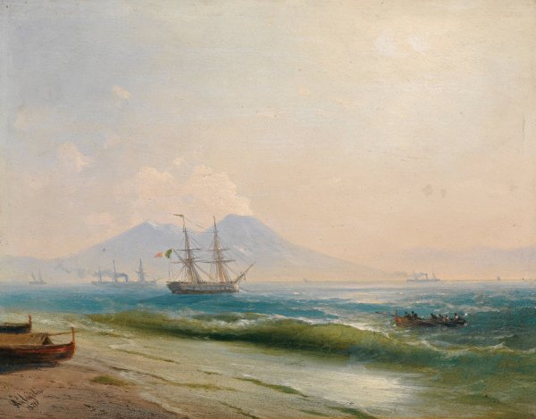 View Of  Mount Vesuvius  by Ivan Konstantinovich Aivazovsky - Hand-Painted Oil Painting Reproduction