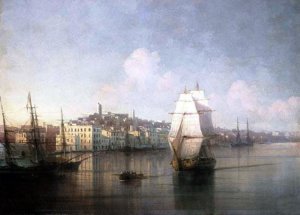 View of Seaside Town by Ivan Konstantinovich Aivazovsky Oil Painting