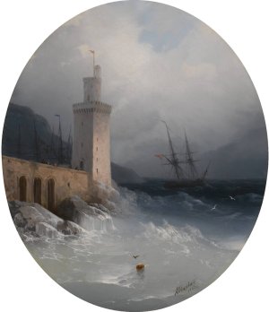 View Of The Amalfi Coast by Ivan Konstantinovich Aivazovsky Oil Painting