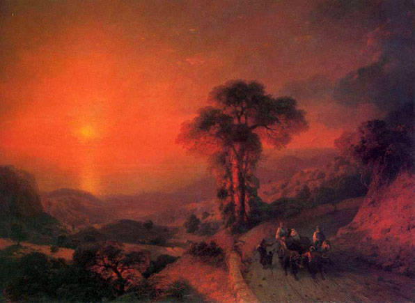 Main Product Photo of View of the Sea from the Mountains at Sunset, Crimea Painting by Ivan Konstantinovich Aivazovsky