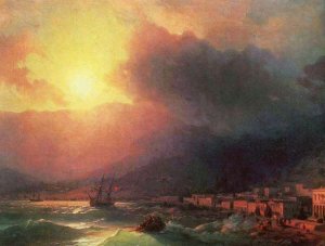 View of Yalta, Evening by Ivan Konstantinovich Aivazovsky Oil Painting