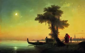 View on Lagoon of Venice by Ivan Konstantinovich Aivazovsky - Oil Painting Reproduction