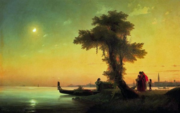 View on Lagoon of Venice by Ivan Konstantinovich Aivazovsky - Hand-Painted Oil Painting Reproduction