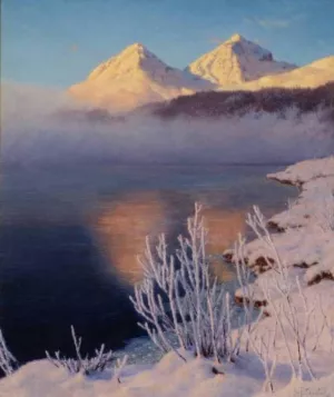Mountainous Lake Scene by Ivan Fedorovich Choultse - Oil Painting Reproduction
