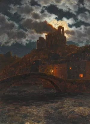 On The Banks At Twilight by Ivan Fedorovich Choultse Oil Painting