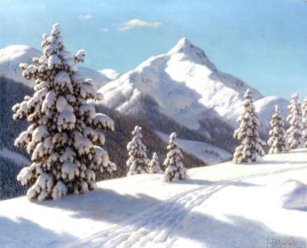 Pines in the Snow by Ivan Fedorovich Choultse - Hand-Painted Oil Painting Reproduction