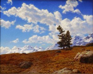 Printemps dans les Alpes Engadines Oil painting by Ivan Fedorovich Choultse