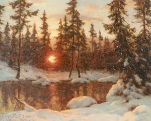Snow and Sunset by Ivan Fedorovich Choultse - Oil Painting Reproduction