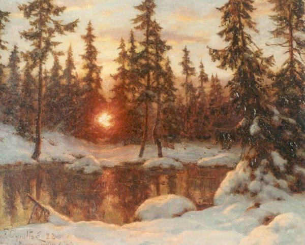 Snow and Sunset by Ivan Fedorovich Choultse - Hand-Painted Oil Painting Reproduction