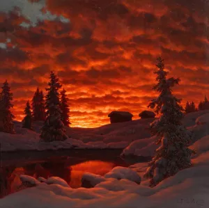 Snowy Sunset by Ivan Fedorovich Choultse Oil Painting