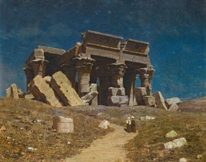 The Ruined Temple Of Kom Ombo, Egypt by Ivan Fedorovich Choultse Oil Painting