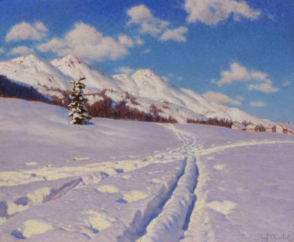 Traces dans la Neige Suisse by Ivan Fedorovich Choultse - Hand-Painted Oil Painting Reproduction