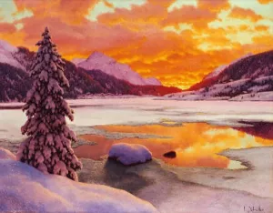 Winter in the Engadines by Ivan Fedorovich Choultse Oil Painting