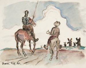 Don Kichot i Sancho Pansa by Ivan Ivanec Oil Painting