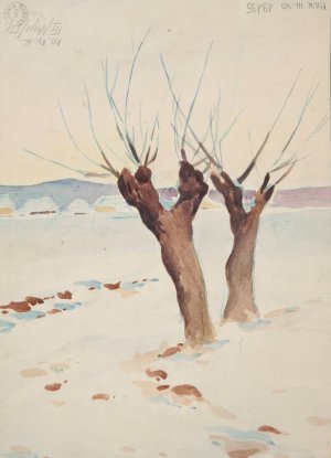 Dwie wierzby Oil painting by Ivan Ivanec