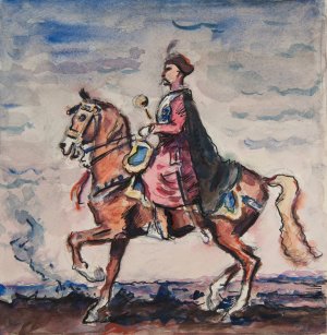 Hetman na koniu by Ivan Ivanec Oil Painting