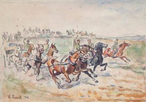 Oddzial artylerii konnej w galopie by Ivan Ivanec Oil Painting