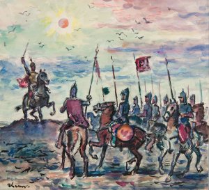 Oddzial jazdy w strojach historycznych by Ivan Ivanec Oil Painting