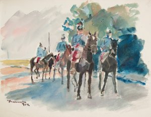 Patrol Konny Armii C.K. by Ivan Ivanec Oil Painting